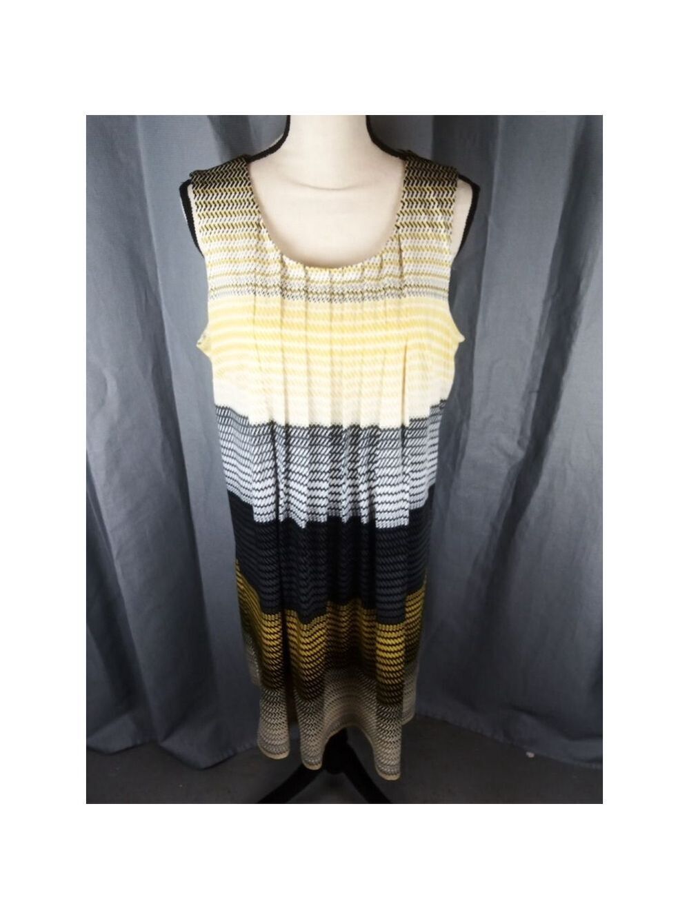 Women's Perceptions New York XL Yellow Black White Dress